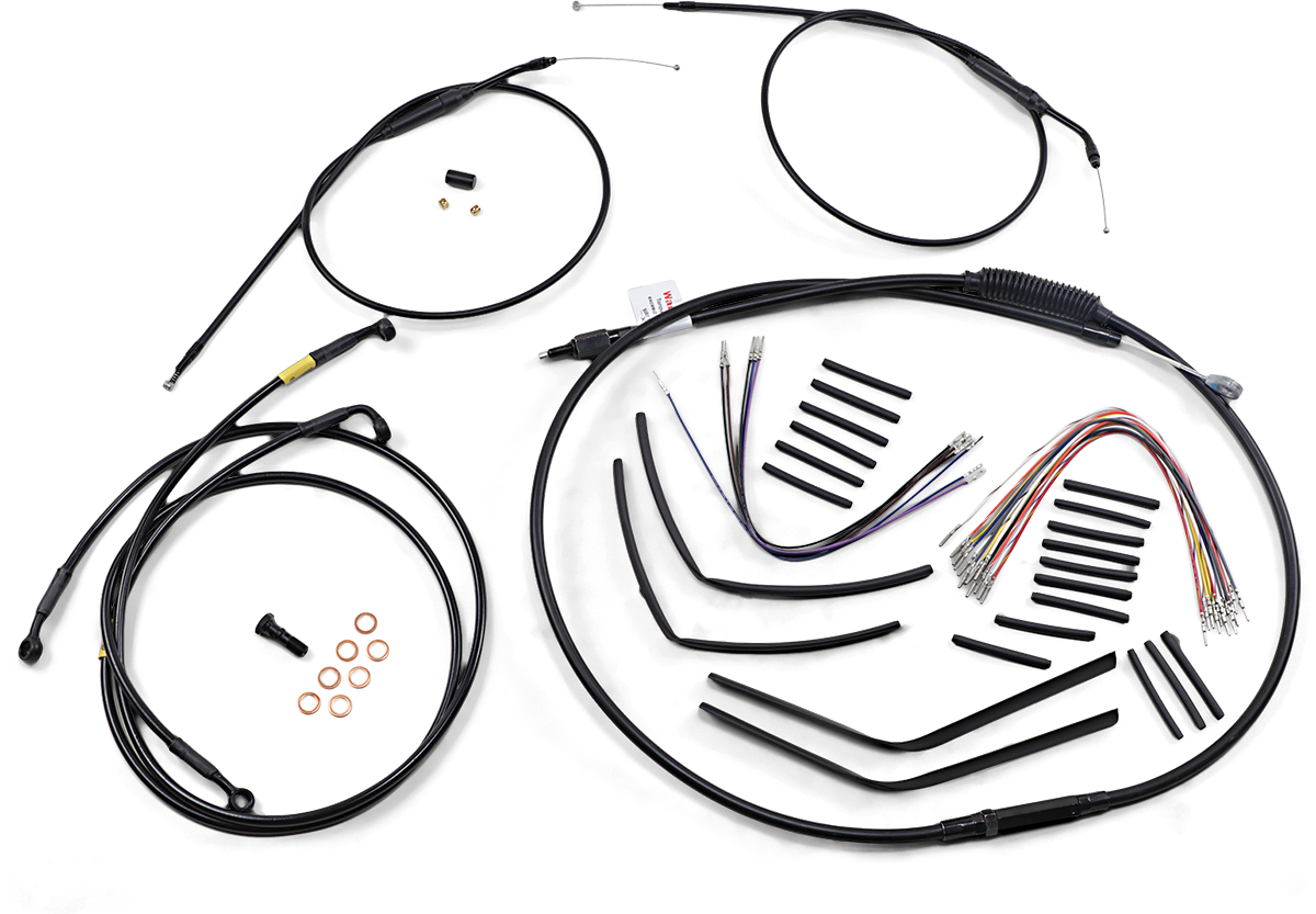 BURLY BRAND Jail Bar Cable Kit - Handlebars - Black Vinyl - '96-'05 Dyna