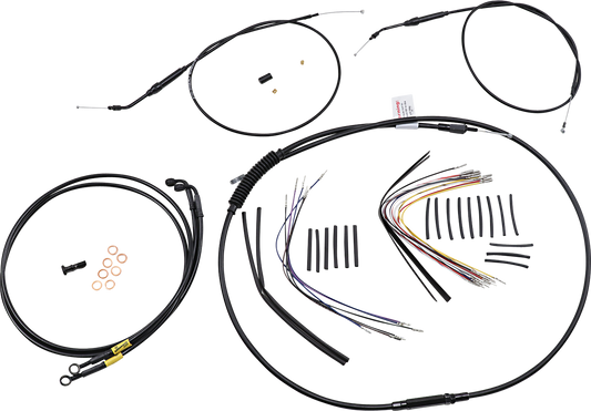 BURLY BRAND Jail Bar Cable Kit - 14" Handlebars - Black Vinyl - '96-'05 Dyna B30-1191