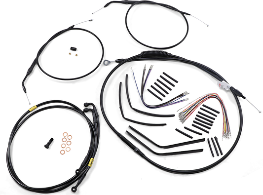 BURLY BRAND Jail Bar Cable Kit - 12" Handlebars - Black Vinyl - '08-'11 FXDF B30-1195