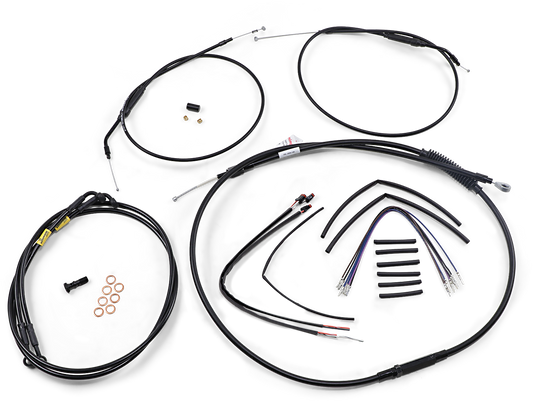BURLY BRAND Jail Bar Cable Kit - 12" Handlebars - Black Vinyl - '12-'17 Dyna B30-1200