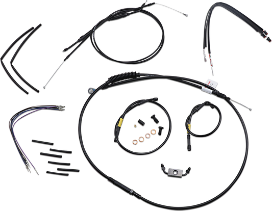 BURLY BRAND Jail Bar Cable Kit - 14" Handlebars - Black Vinyl - '12-'17 FXDB/C B30-1211