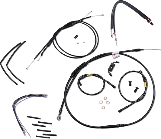 BURLY BRAND Jail Bar Cable Kit - 14" Handlebars - Black Vinyl - '12-'17 FXDWG B30-1213