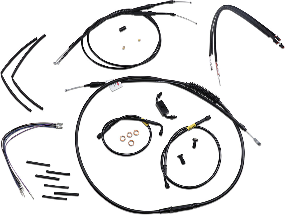 BURLY BRAND Handlebar Cable and Brake Line Kit for Wide Glide Gorilla Handlebars - 12" B30-1214