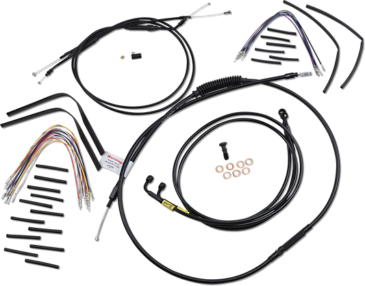 BURLY BRAND Complete Black Vinyl Handlebar Cable/Line Kit for Ape Hangers - 12" - '96-'05 FXD B30-1192