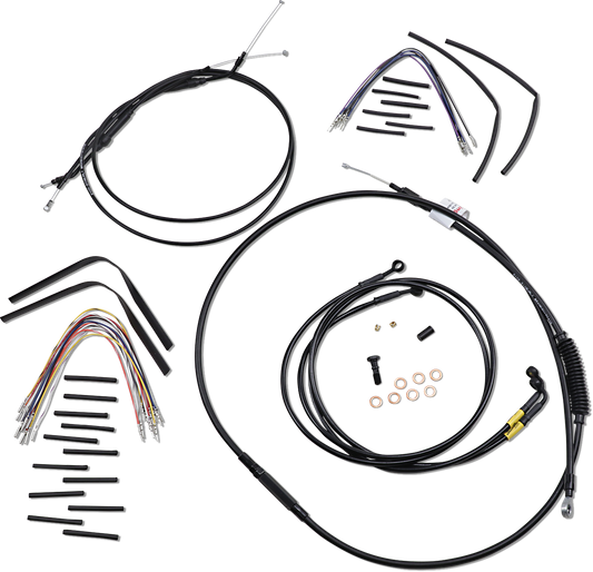 BURLY BRAND Complete Black Vinyl Handlebar Cable/Line Kit for Ape Hangers - 16" - '96-'05 FXD B30-1194