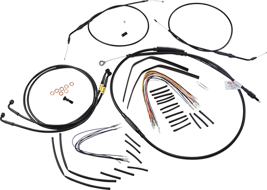 BURLY BRAND Complete Black Vinyl Handlebar Cable/Line Kit for Ape Hangers - 12" - '08-'11 FXDF B30-1197