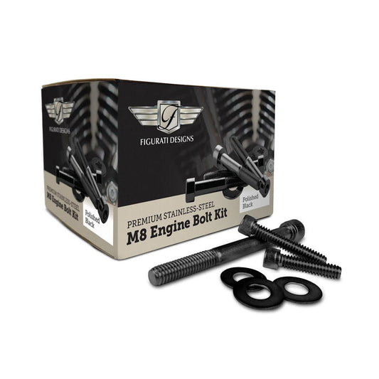 Figuati Designs Engine Bolt Kit M8 Polished Black Stainless-Steel