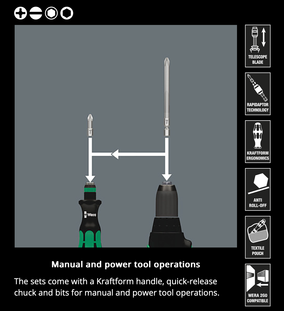 WERA Kraftform Kompakt 25 with pouch, 7 pieces