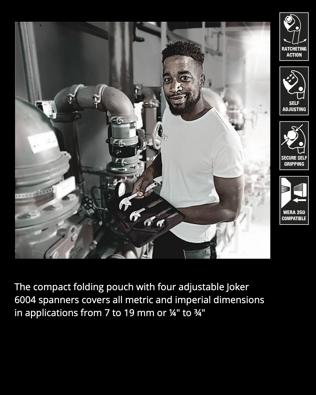 WERA 6004 JOKER 4 SET 1 SELF-SETTING SPANNER SET, 4 PIECES