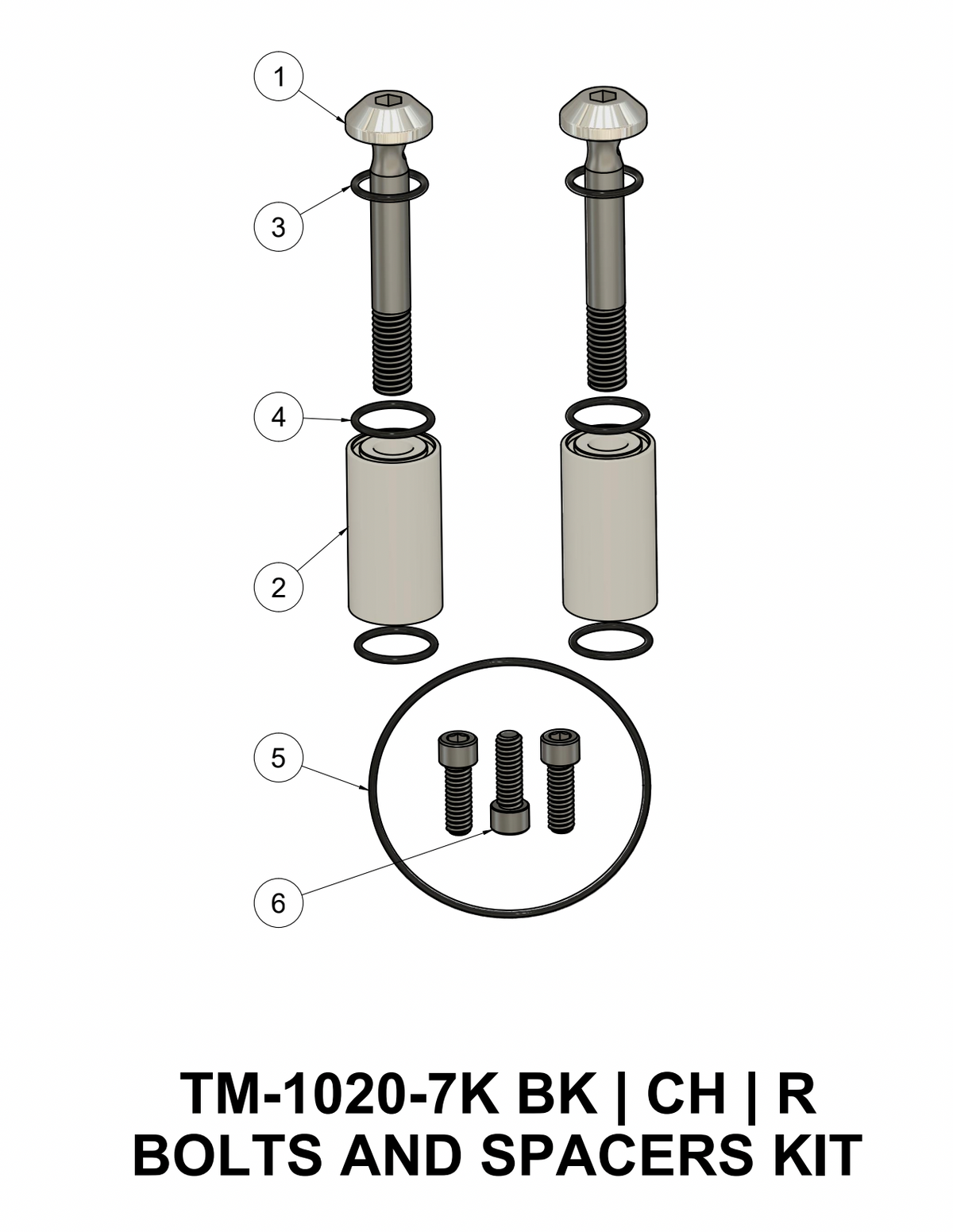 TRASK TM-1020-7K-BK TRASK Twin-Cam AIr Cleaner Breather Bolt Kit (Black)