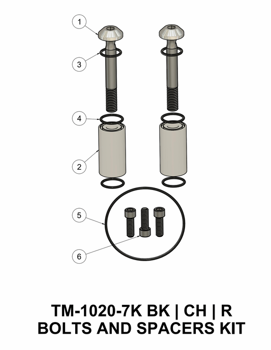 TRASK TM-1020-7K-BK TRASK Twin-Cam AIr Cleaner Breather Bolt Kit (Black)