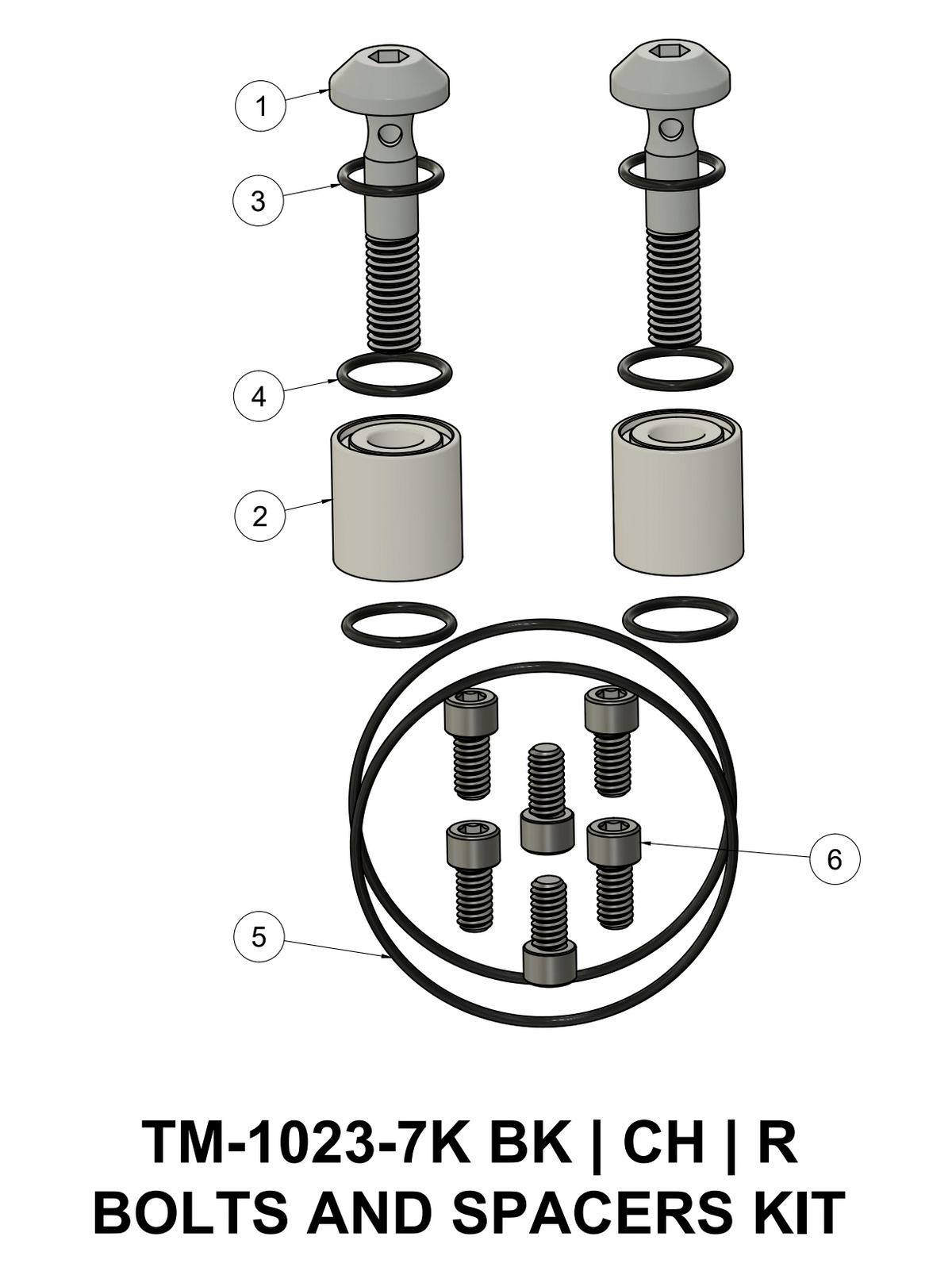 TRASK TM-1023-7K-BK TRASK M8 Air Cleaner Breather Bolt Kit (Black)