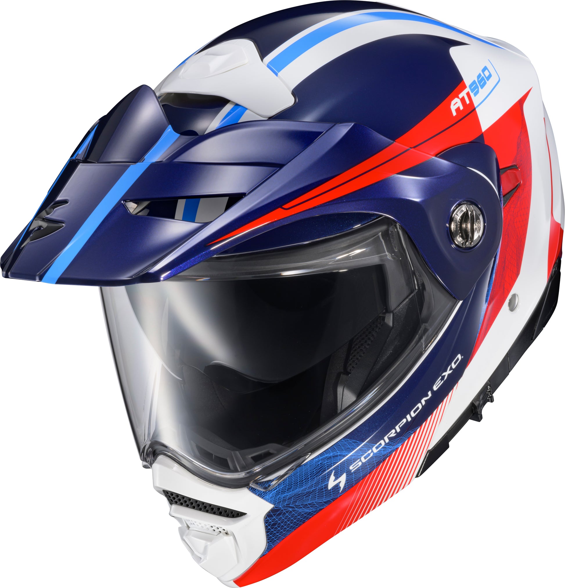 Scorpion EXO 96-2028 Exo At960 Modular Helmet with Topographic Design in Red, White, and Blue
