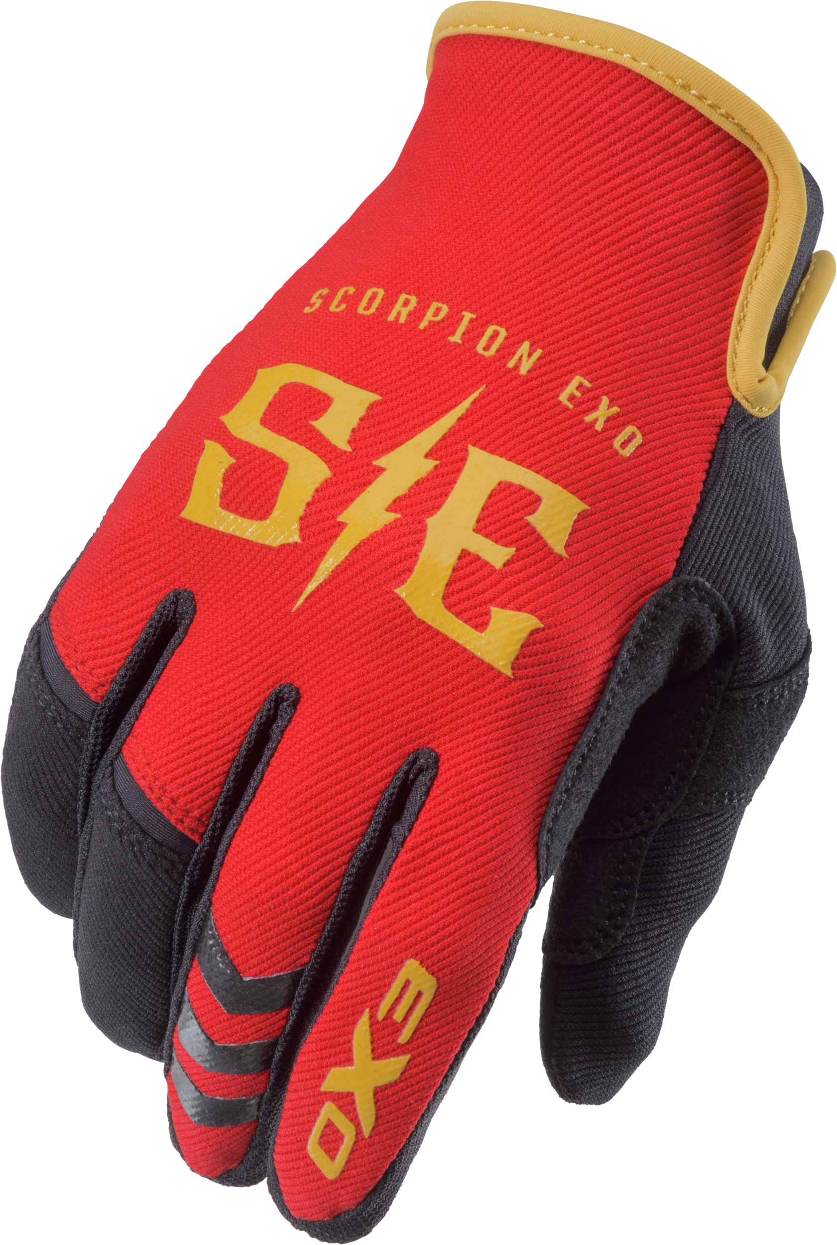 Scorpion EXO Air Stretch Gloves Charge Red/Gold Large - Enhanced Flexibility and Grip for Riders