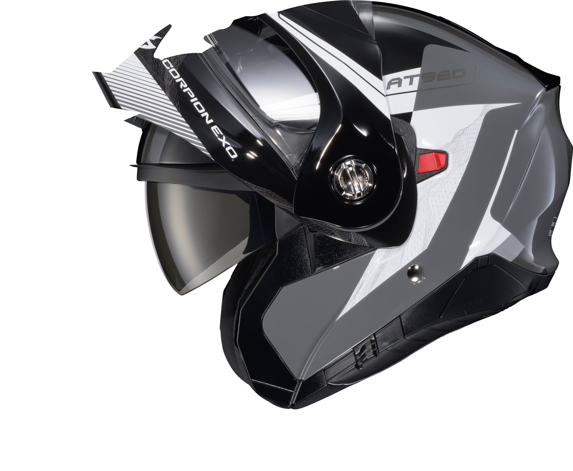 Scorpion EXO 96-2037 Exo At960 Modular Helmet with Topographic Design in Black, White & Grey