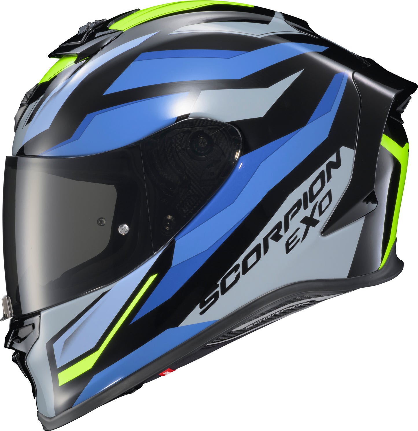 Scorpion EXO R1 Air Full Face Helmet Raven Black/Blue/Hi Viz Large