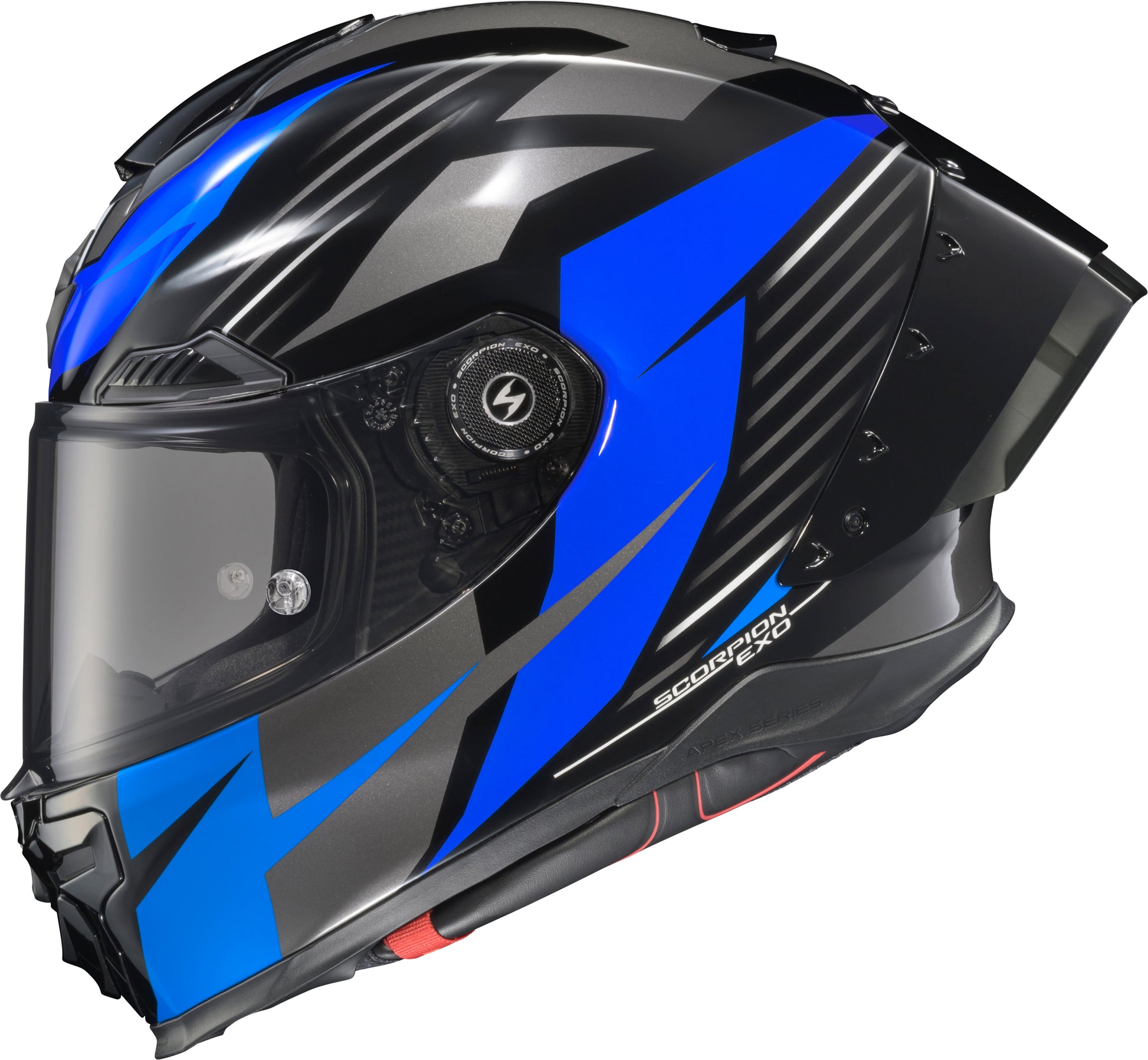 Scorpion EXO Apex Exo Warp Full Face Helmet in Black and Blue, Large (Part No: WAR-3905)