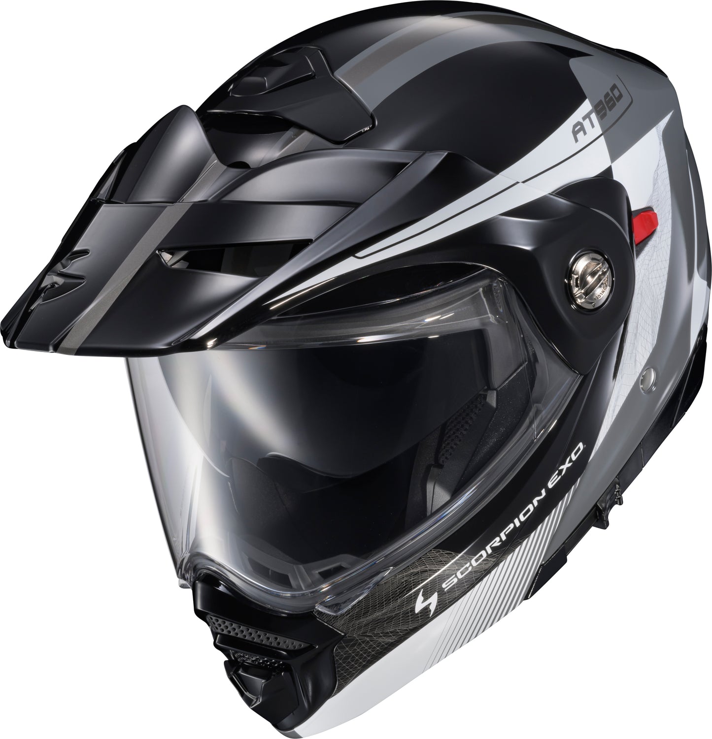 Scorpion EXO 96-2037 Exo At960 Modular Helmet with Topographic Design in Black, White & Grey