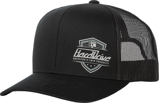 Harddrive Shield Hat Black OS by Harddrive - Adjustable Mesh Cap with Screen-Printed Logo
