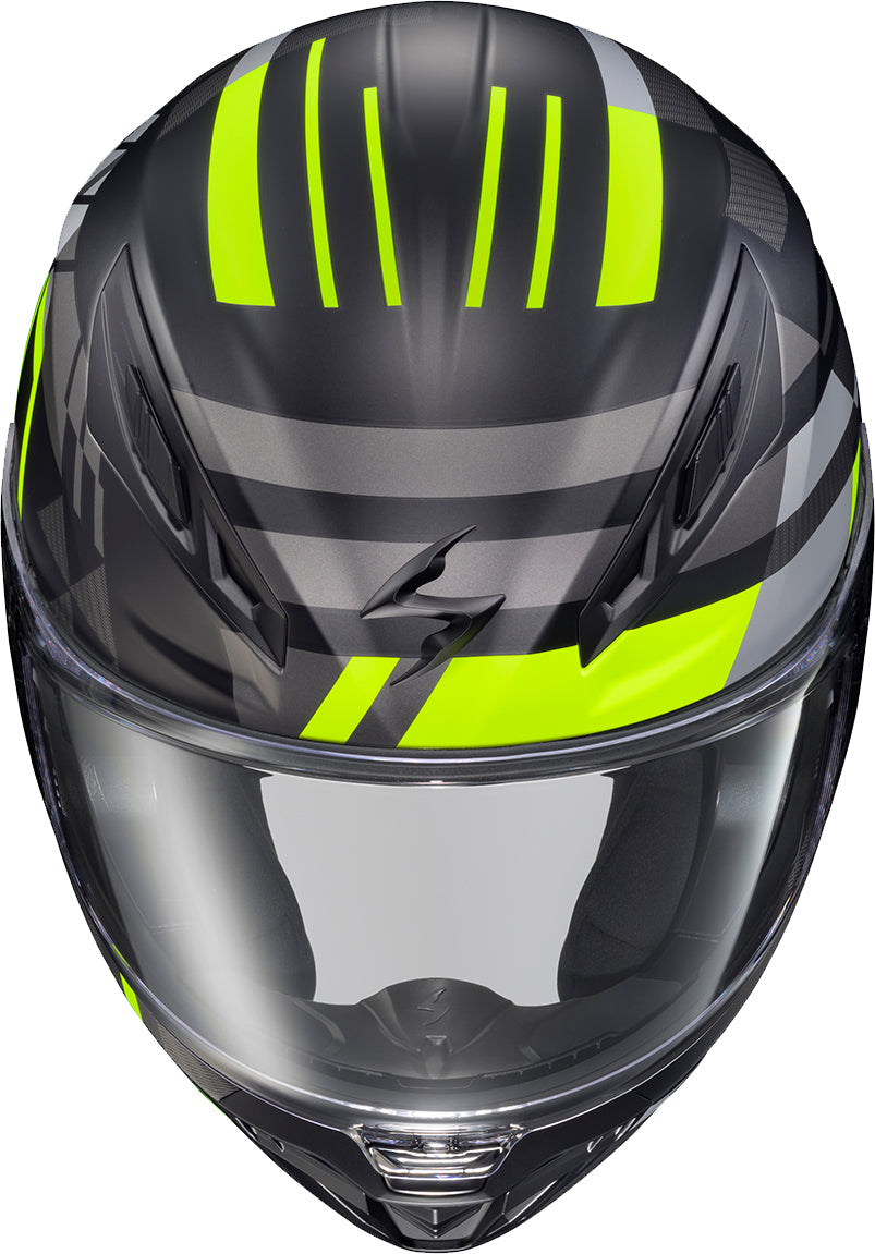 Scorpion EXO Exo R430 Full Face Helmet Paradox Hi Viz 2X * Lightweight, Aerodynamic Motorcycle Helmet with Elliptec Shield and Advanced Ventilation