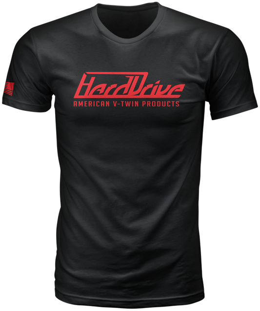 Harddrive Brand Black/Red Medium Tee with Contoured Fit - 4.3 oz and 3.7 oz Options