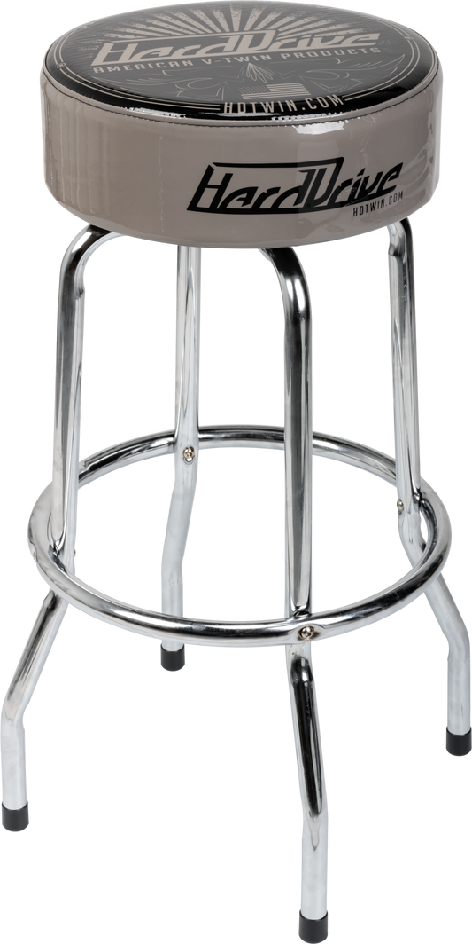 Harddrive Heavy Duty Chrome Stool with Ball Bearing Swivel and Oil-Resistant Vinyl Seat