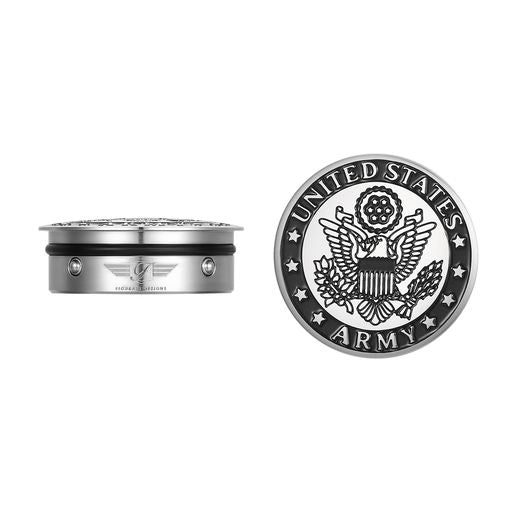 Figurati Designs *Officially Licensed* Harley-Davidson Stainless-Steel / Black Custom Swing Arm Covers Army Seal