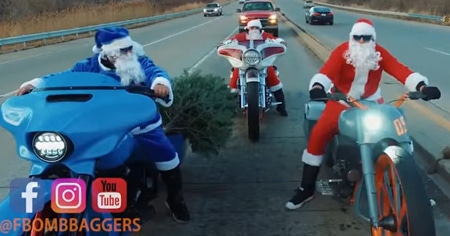 harley santa riding f bomb baggers