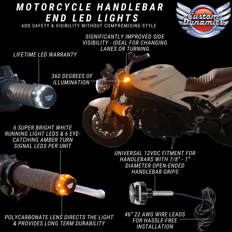 Custom Dynamics Motorcycle Handlebar LED Lights | Visionary