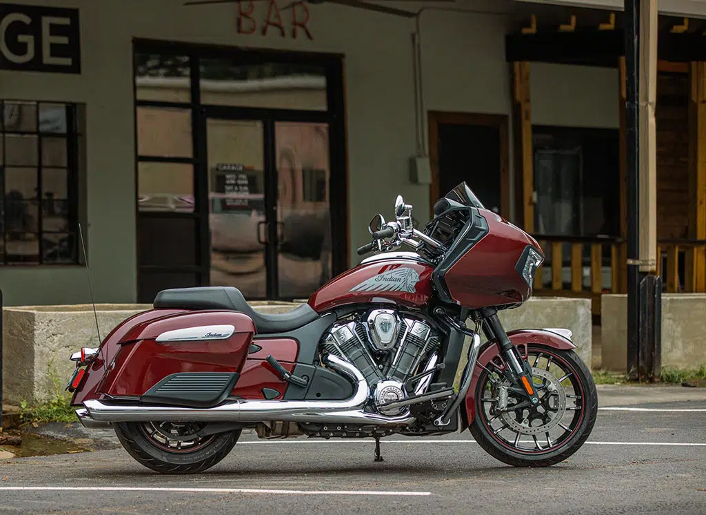 indian motorcycle challenger limited in front of a bar
