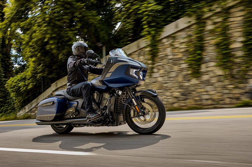 riding indian motorcycle challenger elite 