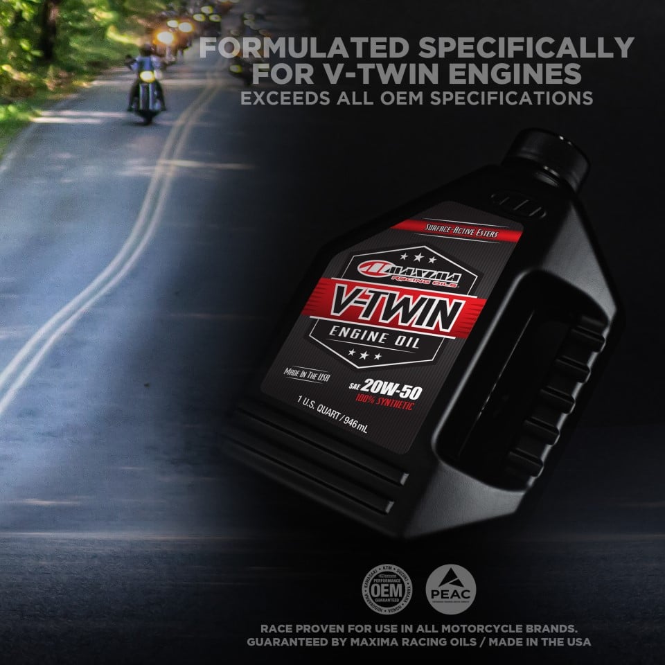 maxima racing oils vtwin engine oil on the road
