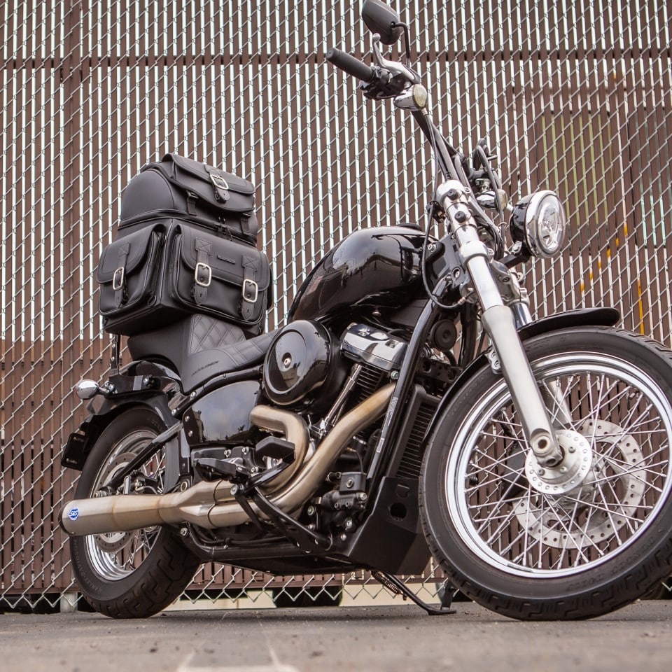 saddlemen sissy bar bag on harley softail