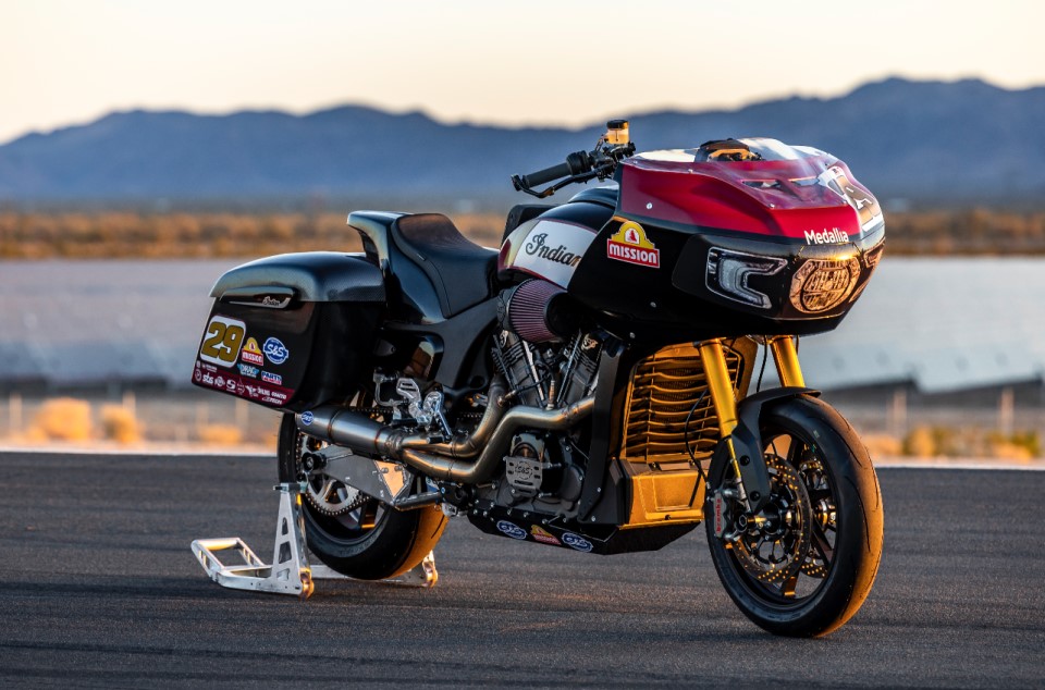 indian motorcycle challenger rr at track